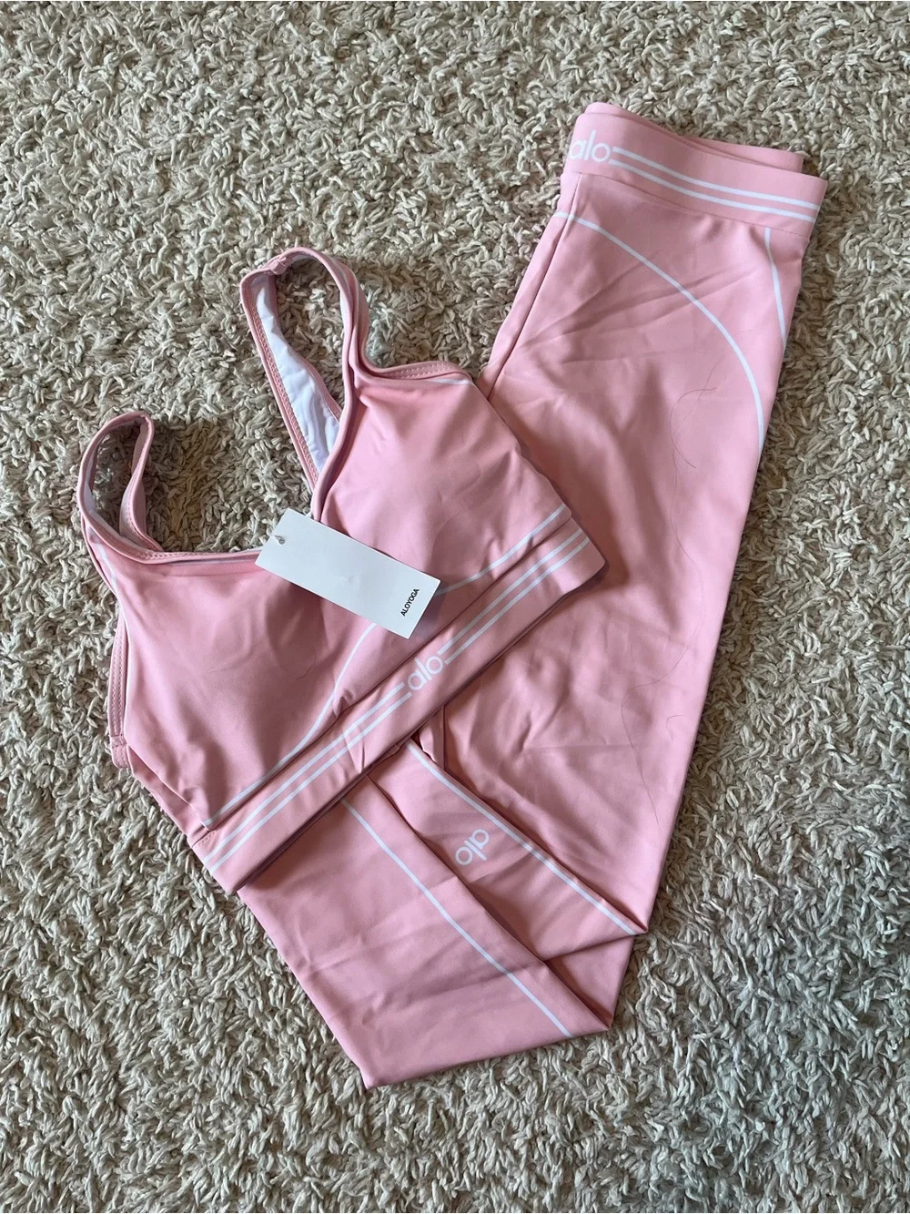Alo Yoga Blue Strappy Sports Bra & leggings - Supportive Everyday Activewear